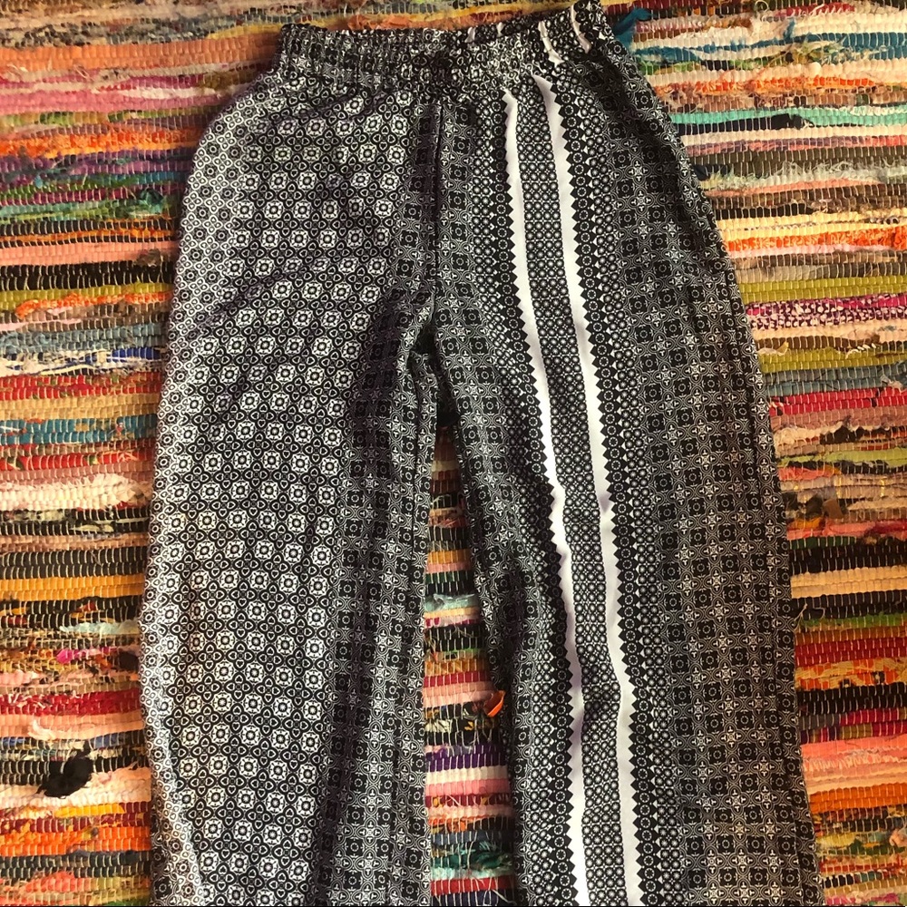 Boho Hippie Wide Leg Black & White